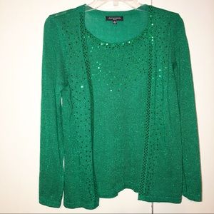 Notations cardigan with attached shell